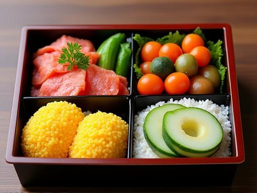 Photo of a perfectly arranged bento box