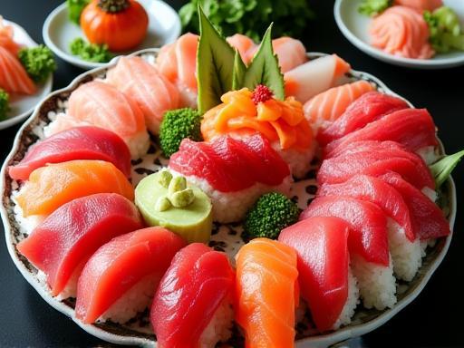 Close-up of a beautiful sushi platter